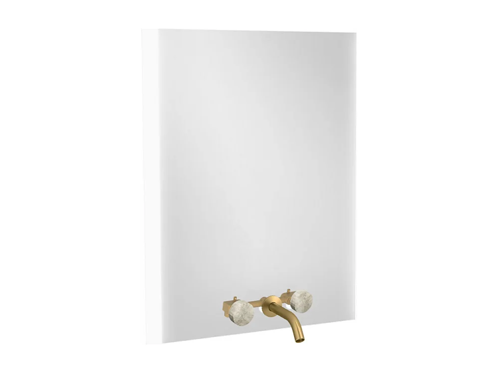 Miroir 3 trous 80 cm + mélangeur lavabo encastré 3 trous JACOB DELAFON Grands Boulevards douceur minérale et laiton brossé