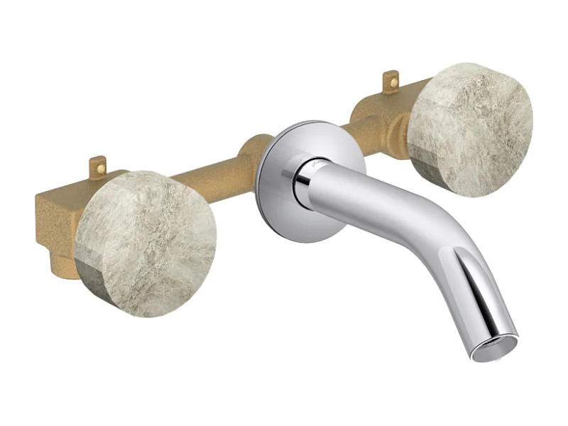 Pack mélangeur lavabo encastré 3 trous JACOB DELAFON Grands Boulevards douceur minérale et chromé