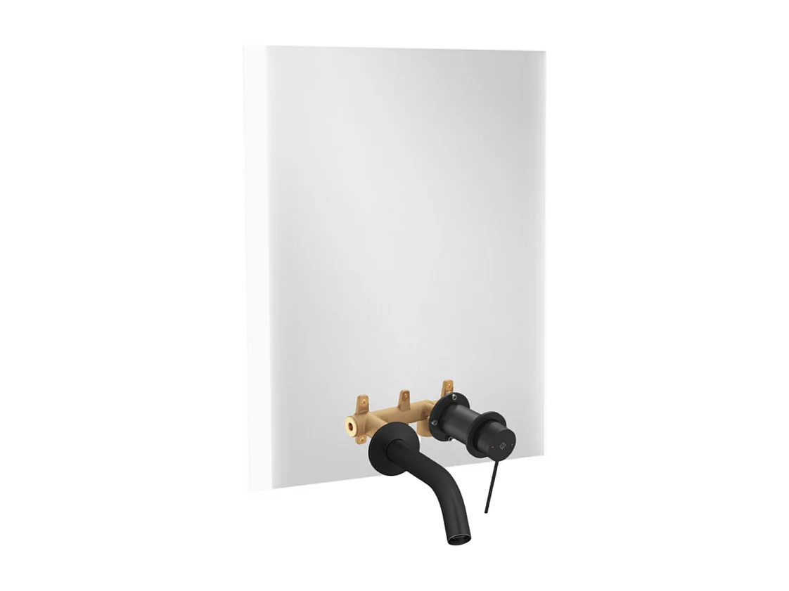 Miroir LED 2 trous 80 cm + mitigeur lavabo encastré JACOB DELAFON Grands Boulevards Noir mat + corps encastré