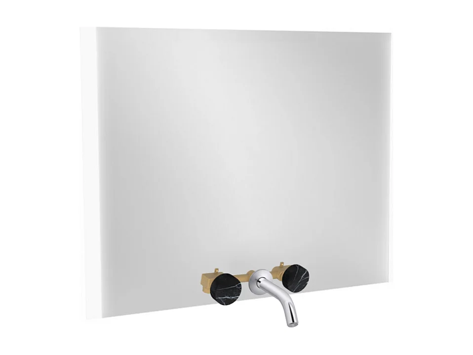 Miroir 3 trous 100 cm + mélangeur lavabo encastré 3 trous JACOB DELAFON Grands Boulevards marbré orage et chromé