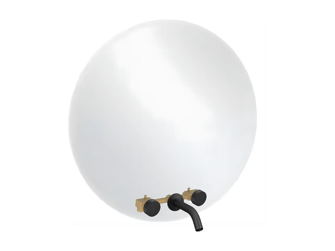 Miroir LED rond 3 trous + mitigeur lavabo encastré 3 trous JACOB DELAFON Grands Boulevards noir mat