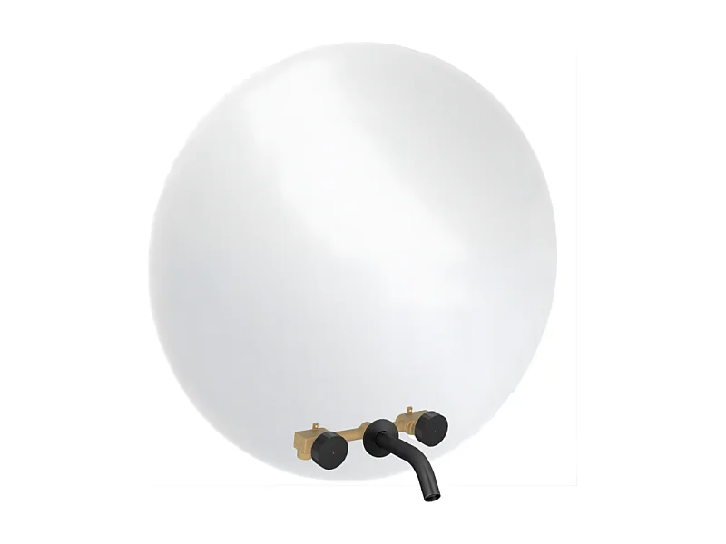 Miroir LED rond 3 trous + mitigeur lavabo encastré 3 trous JACOB DELAFON Grands Boulevards noir mat