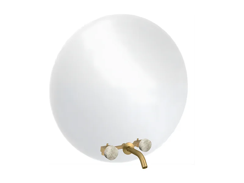 Miroir LED rond 3 trous + mélangeur lavabo encastré 3 trous JACOB DELAFON Grands Boulevards douceur minérale et laiton brossé