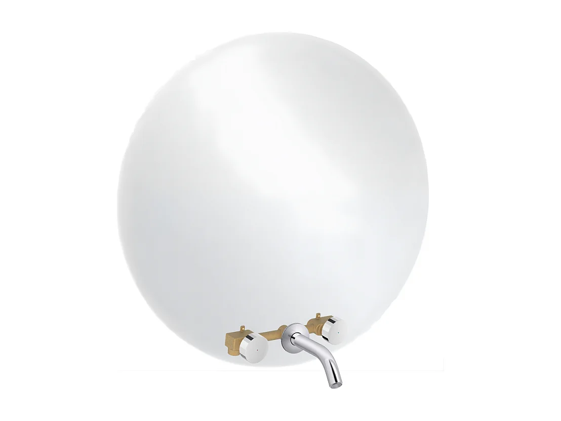 Miroir LED rond 3 trous + mitigeur lavabo encastré 3 trous JACOB DELAFON Grands Boulevards chrome