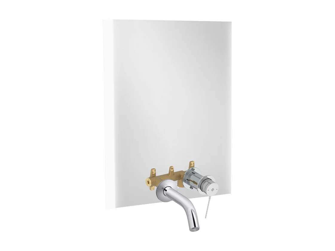 Miroir LED 2 trous 60 cm + mitigeur lavabo encastré JACOB DELAFON Grands Boulevards Chromé + corps encastré