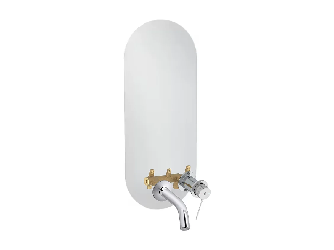 Miroir LED ovale 2 trous + mitigeur lavabo encastré JACOB DELAFON Grands Boulevards Chromé + corps encastré