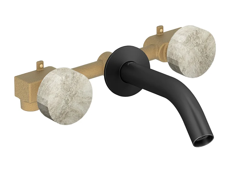 Pack mélangeur lavabo encastré 3 trous JACOB DELAFON Grands Boulevards douceur minérale et noir