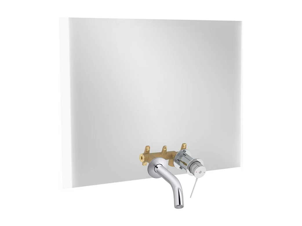 Miroir LED 2 trous 100 cm + mitigeur lavabo encastré JACOB DELAFON Grands Boulevards Chromé + corps encastré