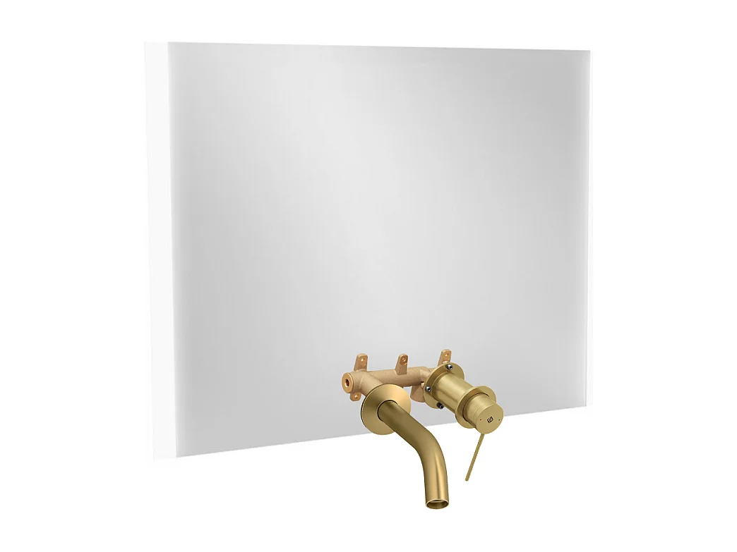 Miroir LED 2 trous 100 cm + mitigeur lavabo encastré JACOB DELAFON Grands Boulevards Laiton brossé + corps encastré