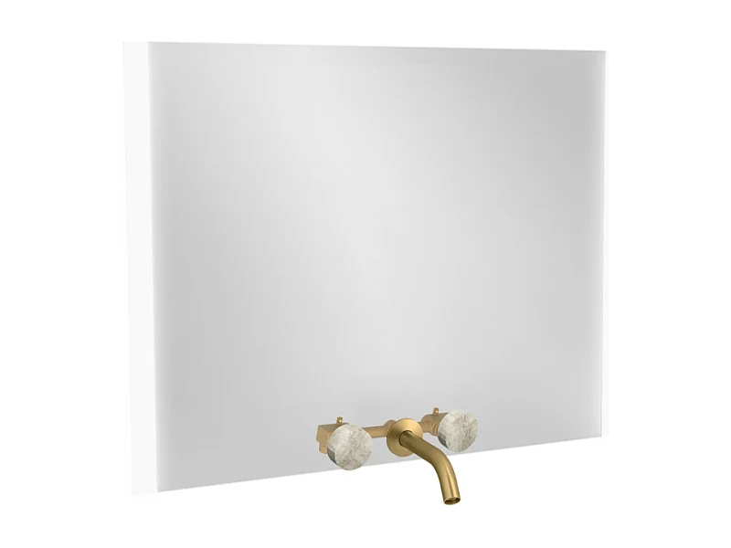 Miroir 3 trous 100 cm + mélangeur lavabo encastré 3 trous JACOB DELAFON Grands Boulevards douceur minérale et laiton brossé