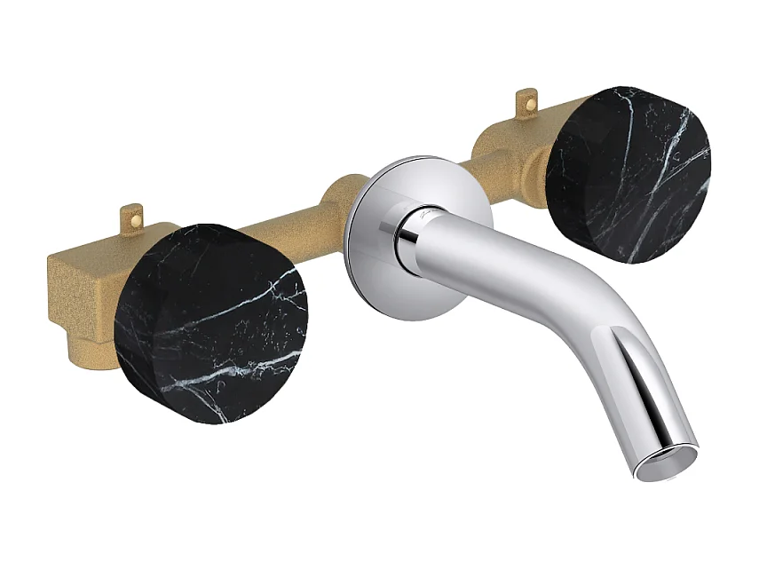 Pack mélangeur lavabo encastré 3 trous JACOB DELAFON Grands Boulevards marbré orage et chromé