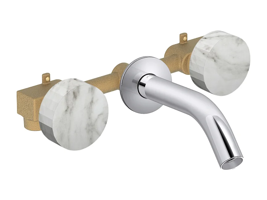 Pack mélangeur lavabo encastré 3 trous JACOB DELAFON Grands Boulevards marbre envoûtant et chromé