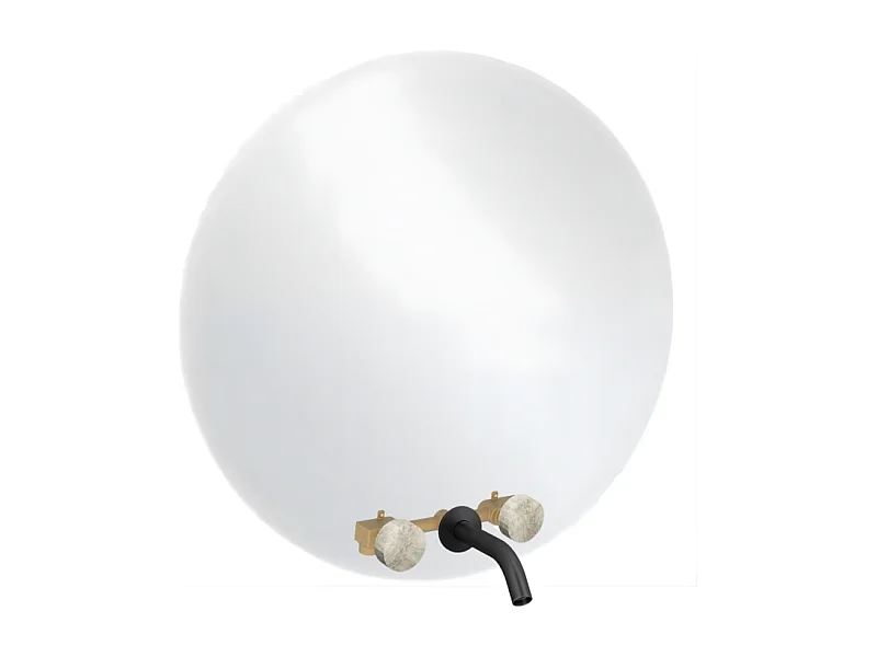 Miroir LED rond 3 trous + mélangeur lavabo encastré 3 trous JACOB DELAFON Grands Boulevards douceur minérale et noir