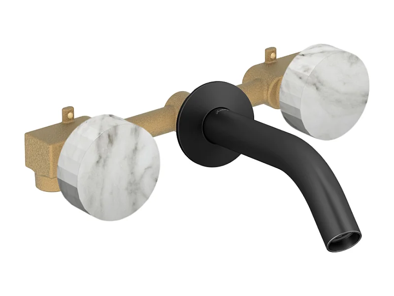 Pack mélangeur lavabo encastré 3 trous JACOB DELAFON Grands Boulevards marbre envoûtant et noir