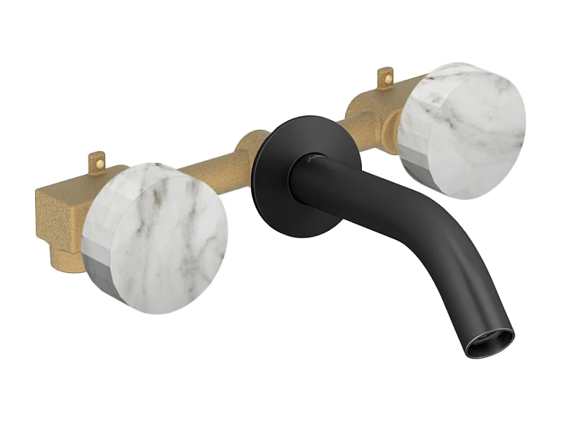 Pack mélangeur lavabo encastré 3 trous JACOB DELAFON Grands Boulevards marbre envoûtant et noir