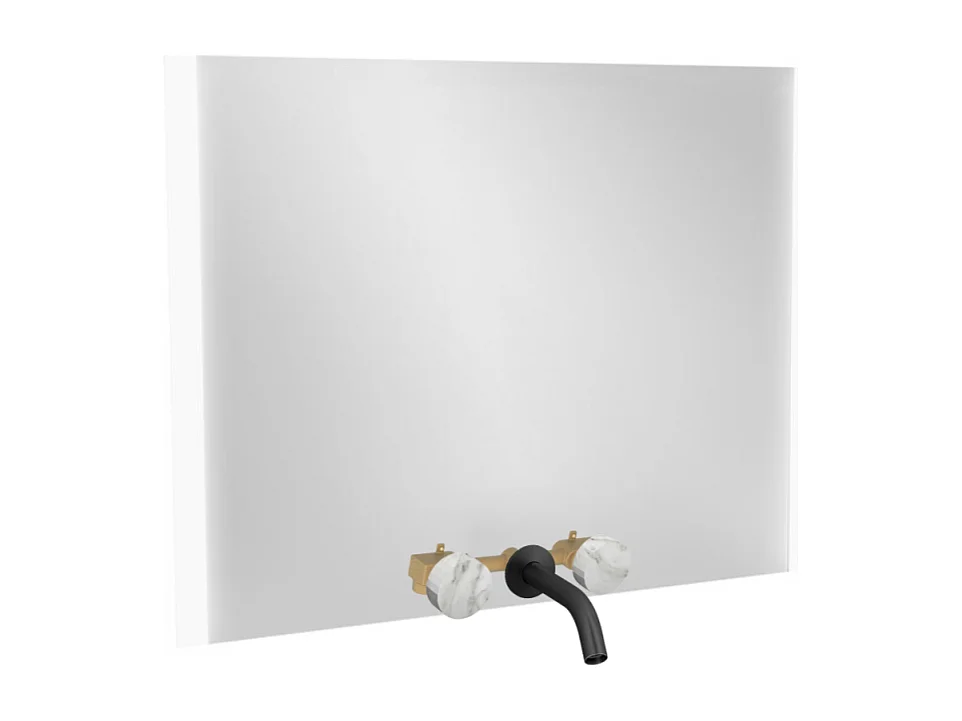 Miroir 3 trous 100 cm + mélangeur lavabo encastré 3 trous JACOB DELAFON Grands Boulevards marbre envoûtant et noir