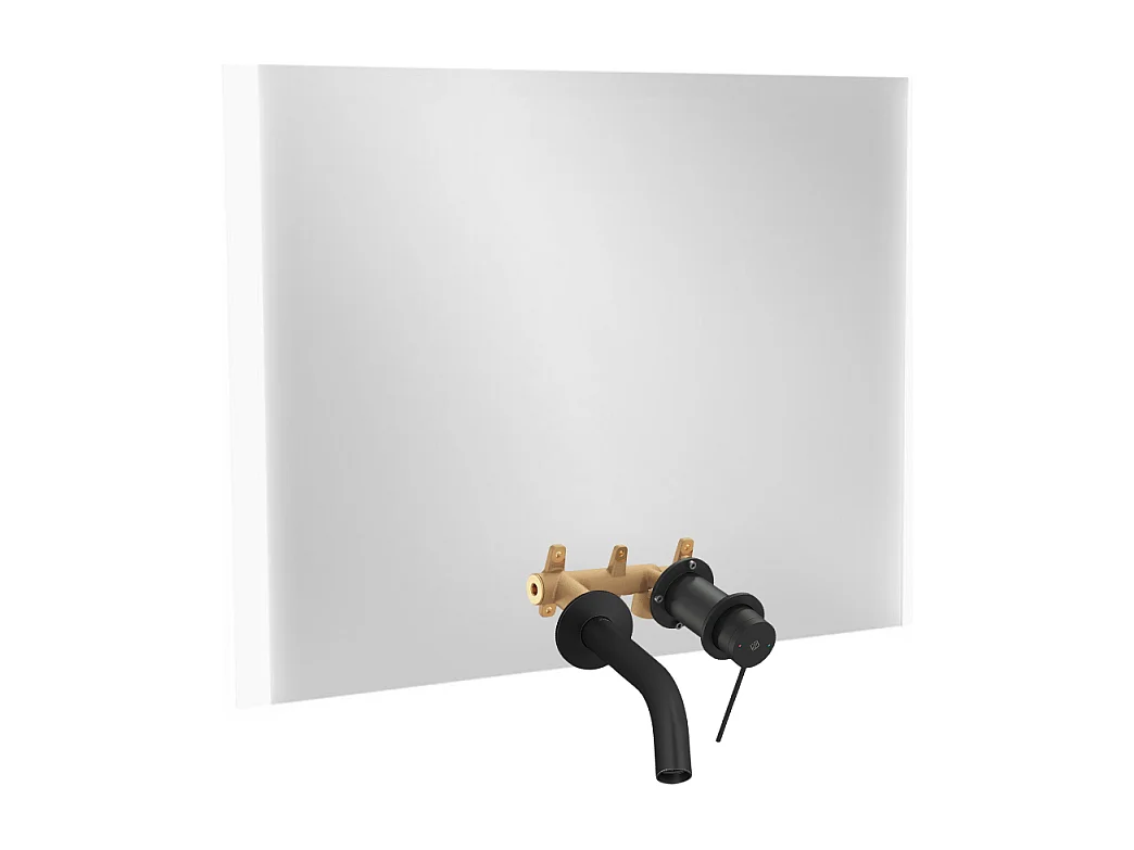 Miroir LED 2 trous 100 cm + mitigeur lavabo encastré JACOB DELAFON Grands Boulevards Noir mat + corps encastré