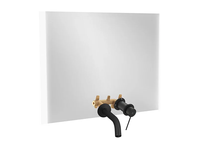 Miroir LED 2 trous 100 cm + mitigeur lavabo encastré JACOB DELAFON Grands Boulevards Noir mat + corps encastré