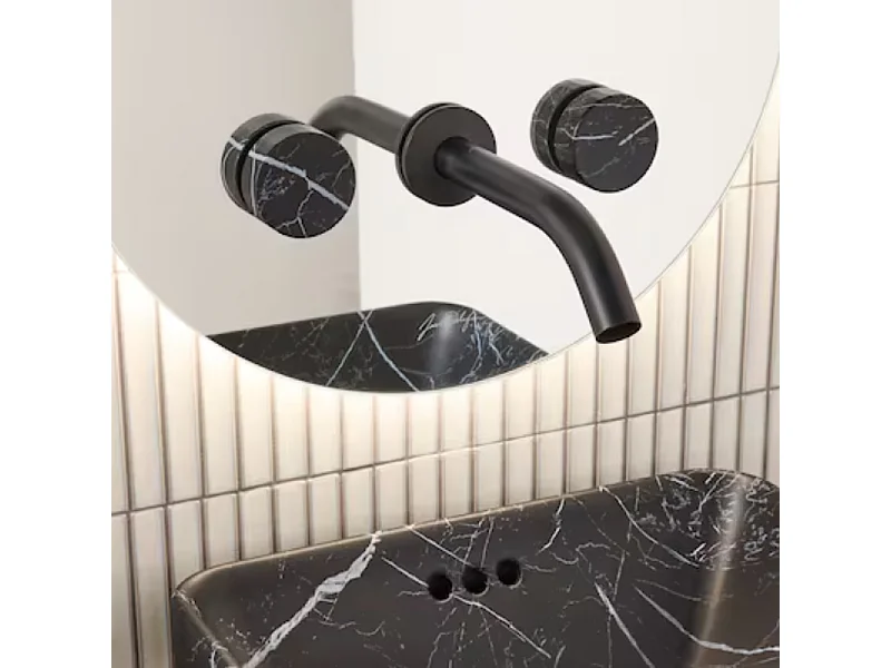 Pack mélangeur lavabo encastré 3 trous JACOB DELAFON Grands Boulevards marbré orage et noir