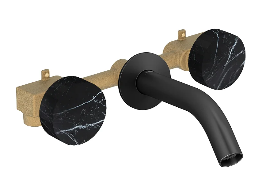 Pack mélangeur lavabo encastré 3 trous JACOB DELAFON Grands Boulevards marbré orage et noir