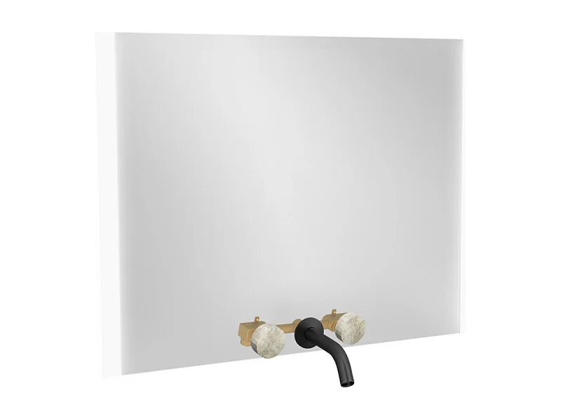 Miroir 3 trous 120 cm + mélangeur lavabo encastré 3 trous JACOB DELAFON Grands Boulevards douceur minérale et noir