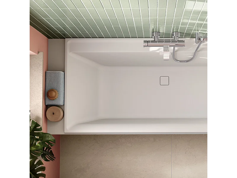 Baignoire droite VILLEROY ET BOCH Collaro 170 x 75cm Blanc mat vidage et trop plein blanc mat + Pare bain droite AURYS Mist 1