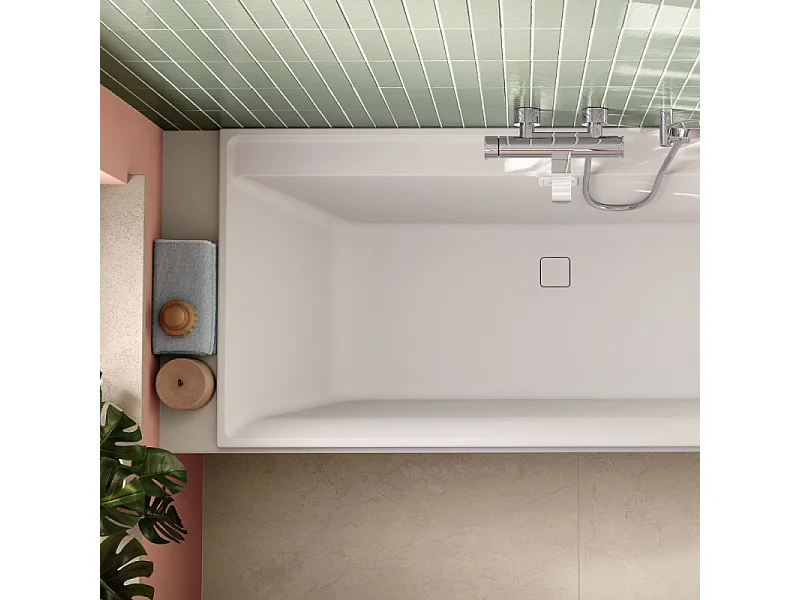 Baignoire droite VILLEROY ET BOCH Collaro 170 x 75cm Blanc mat  vidage et trop plein blanc mat + Pare bain gauche AURYS Raywall