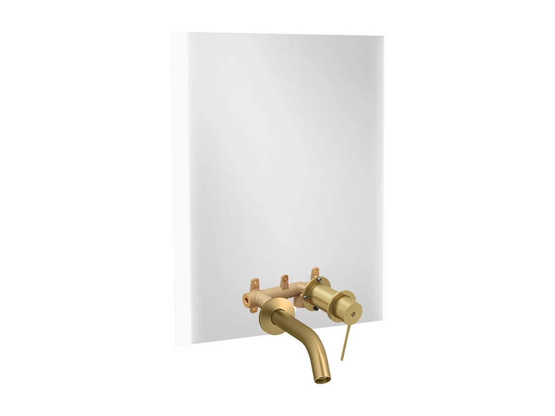 Miroir LED 2 trous 80 cm + mitigeur lavabo encastré JACOB DELAFON Grands Boulevards Laiton brossé + corps encastré