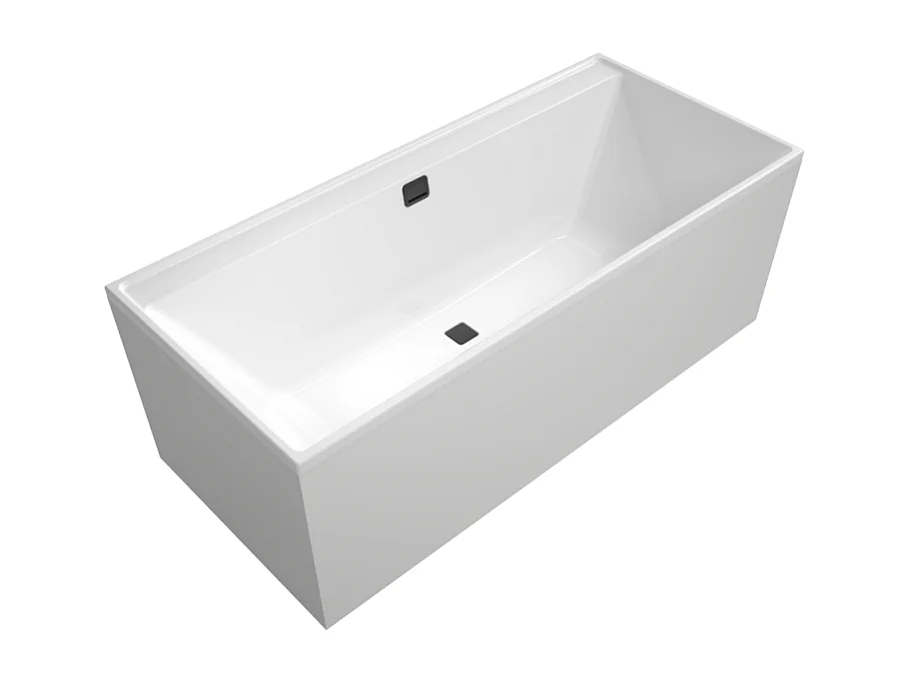 Baignoire droite 170 x 75 VILLEROY & BOCH Collaro acrylique Blanc avec vidage et trop-plein Black Matt