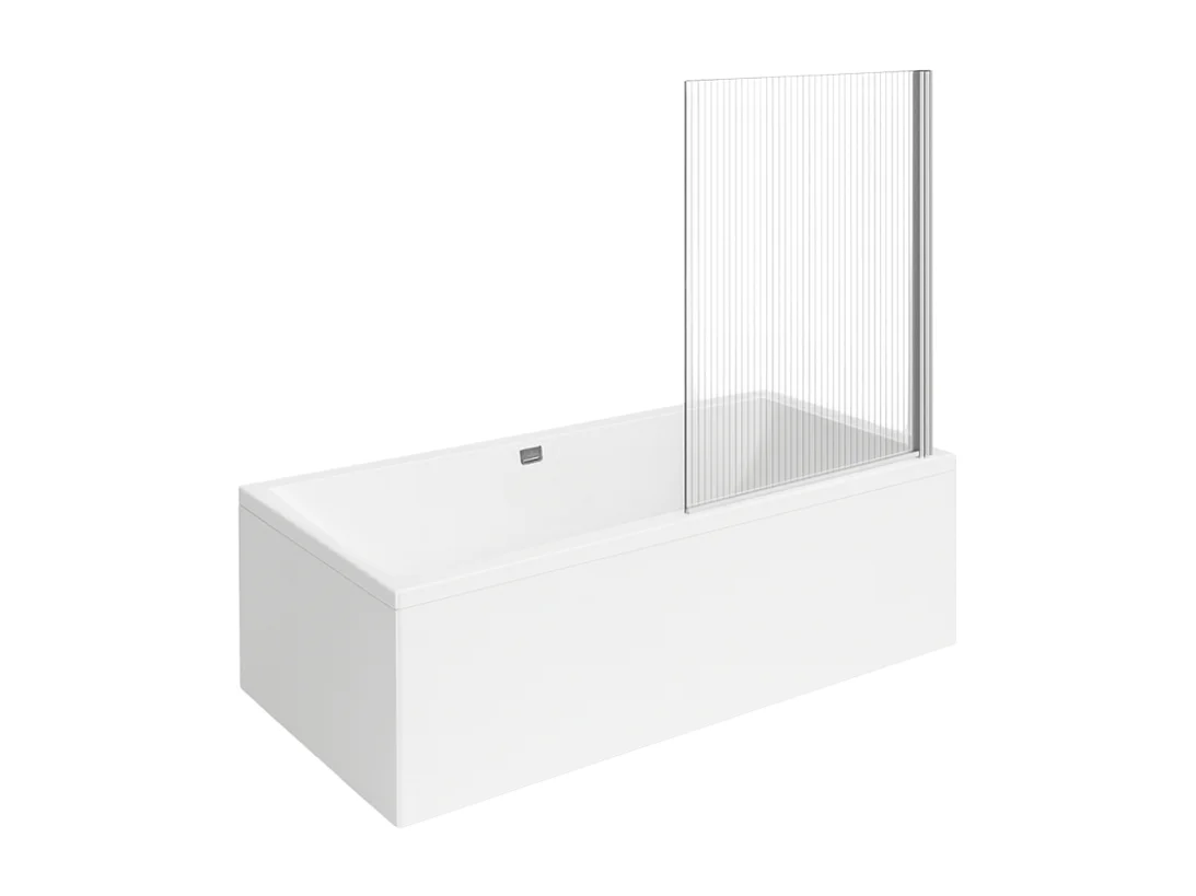 Baignoire droite VILLEROY ET BOCH Collaro 160 x 75cm Blanc mat  vidage et trop plein chrome + Pare bain droite AURYS Raywall