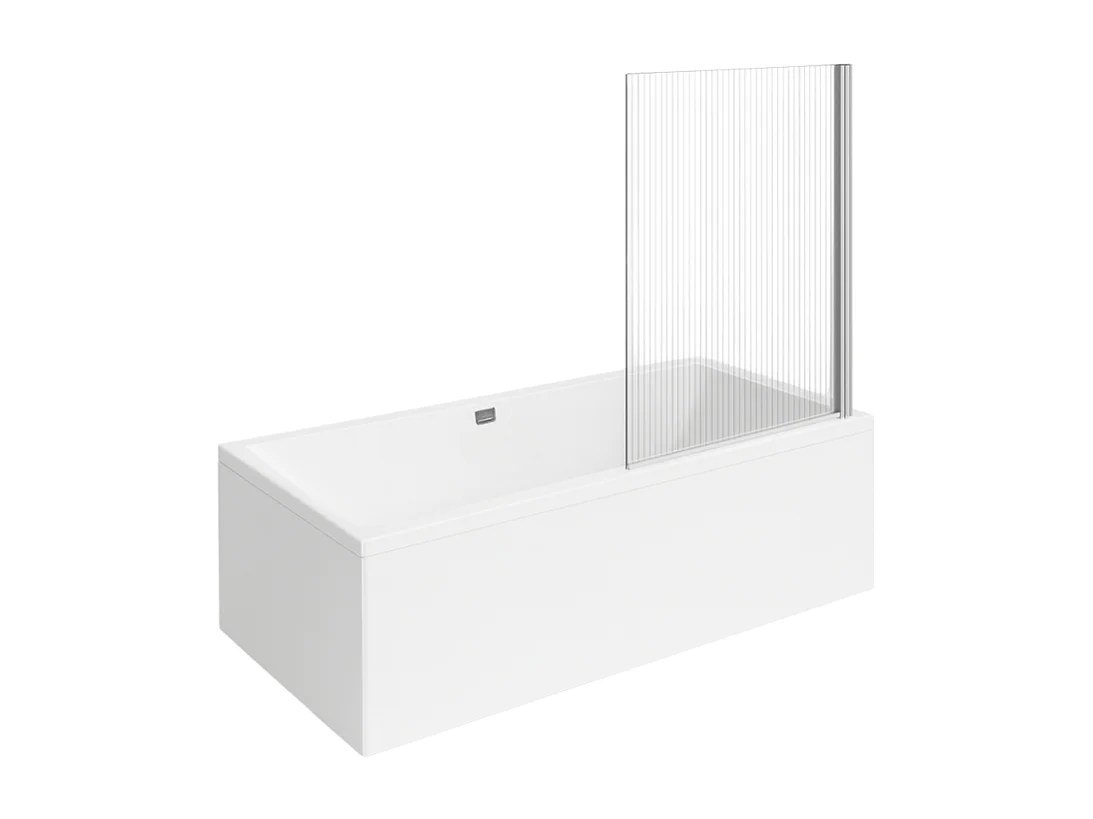 Baignoire droite VILLEROY ET BOCH Collaro 160 x 75cm Blanc mat  vidage et trop plein chrome + Pare bain droite AURYS Raywall