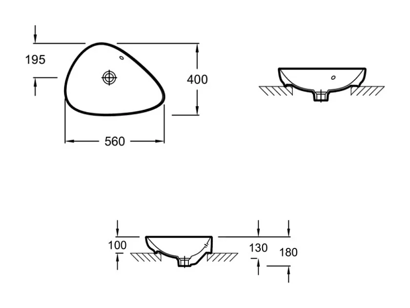 Vasque à poser asymétrique JACOB DELAFON Nouvelle Vague effet marbre travertin sable