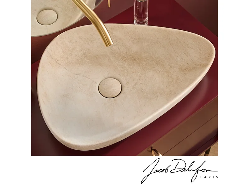 Vasque à poser asymétrique JACOB DELAFON Nouvelle Vague effet marbre travertin sable