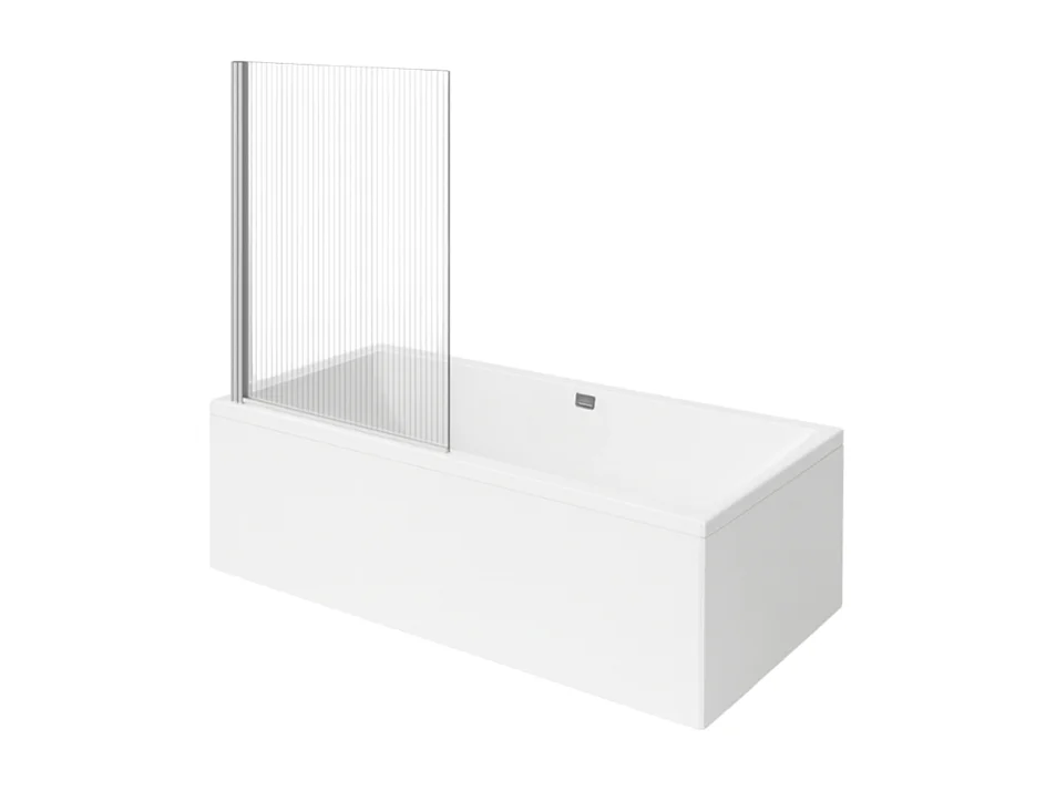 Baignoire droite VILLEROY ET BOCH Collaro 160 x 75cm Blanc mat  vidage et trop plein chrome + Pare bain gauche AURYS Raywall