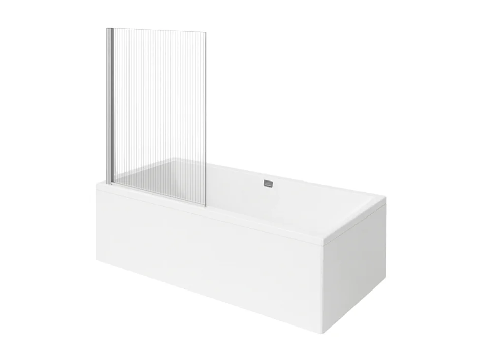 Baignoire droite VILLEROY ET BOCH Collaro 160 x 75cm Blanc mat  vidage et trop plein chrome + Pare bain gauche AURYS Raywall