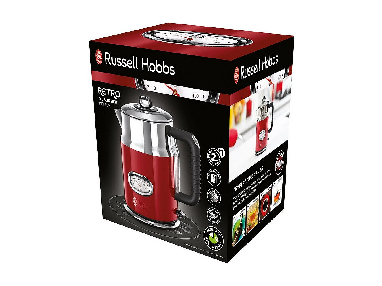 Russell Hobbs Retro Ribbon bollitore elettrico 1,7 L 2400 W Rosso, Argento