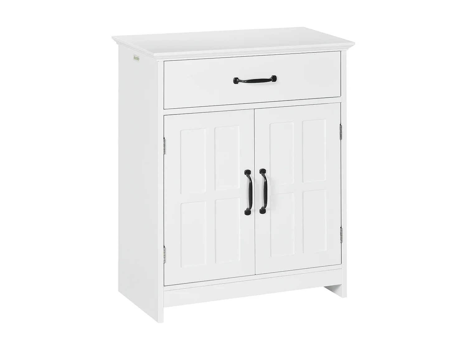 Meuble salle de bain - meuble bas 2 portes étagère tiroir - 60x30x75cm - blanc noir