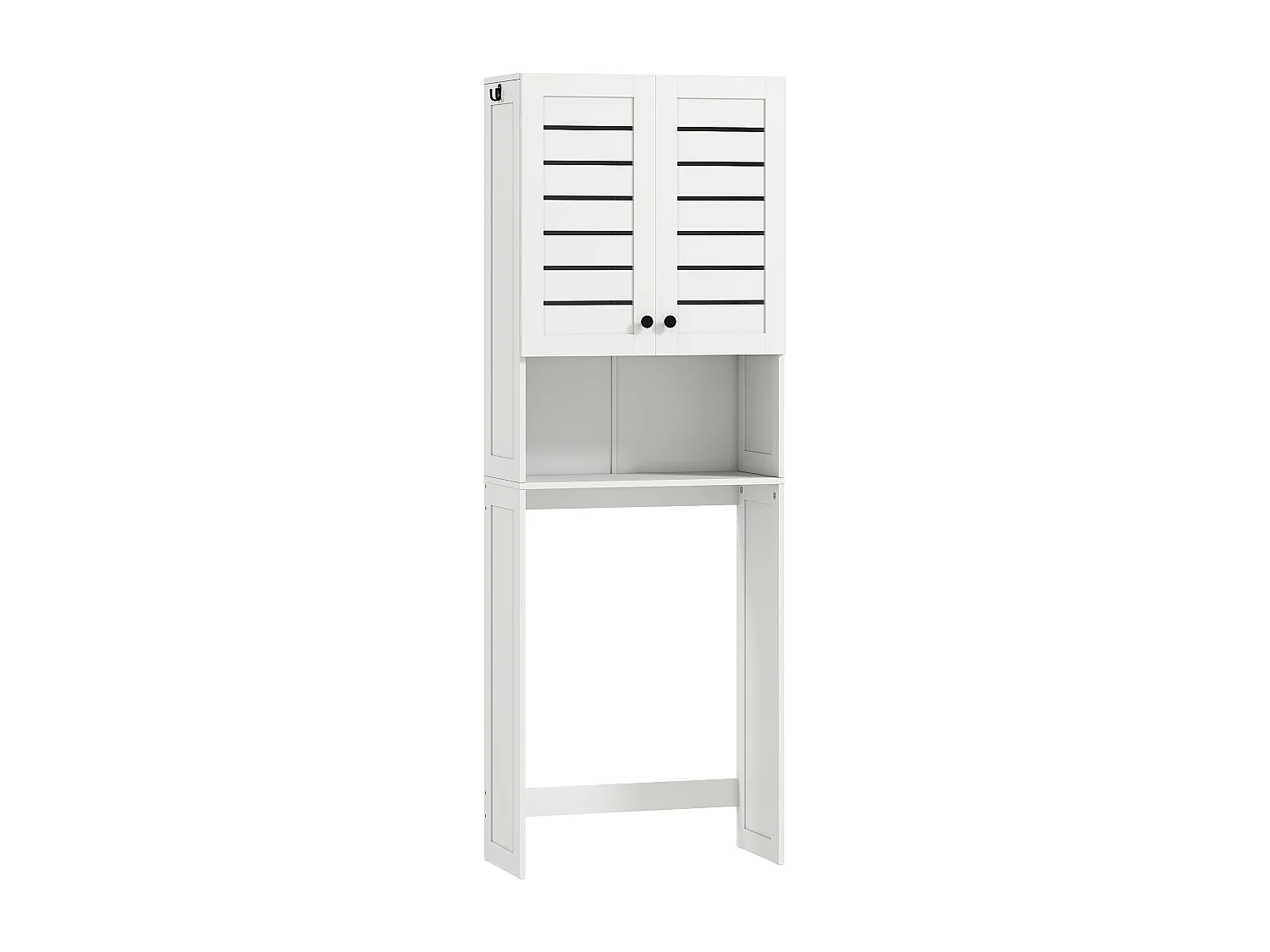 Meuble WC meuble dessus toilettes style classique chic 2 portes étagère niche blanc