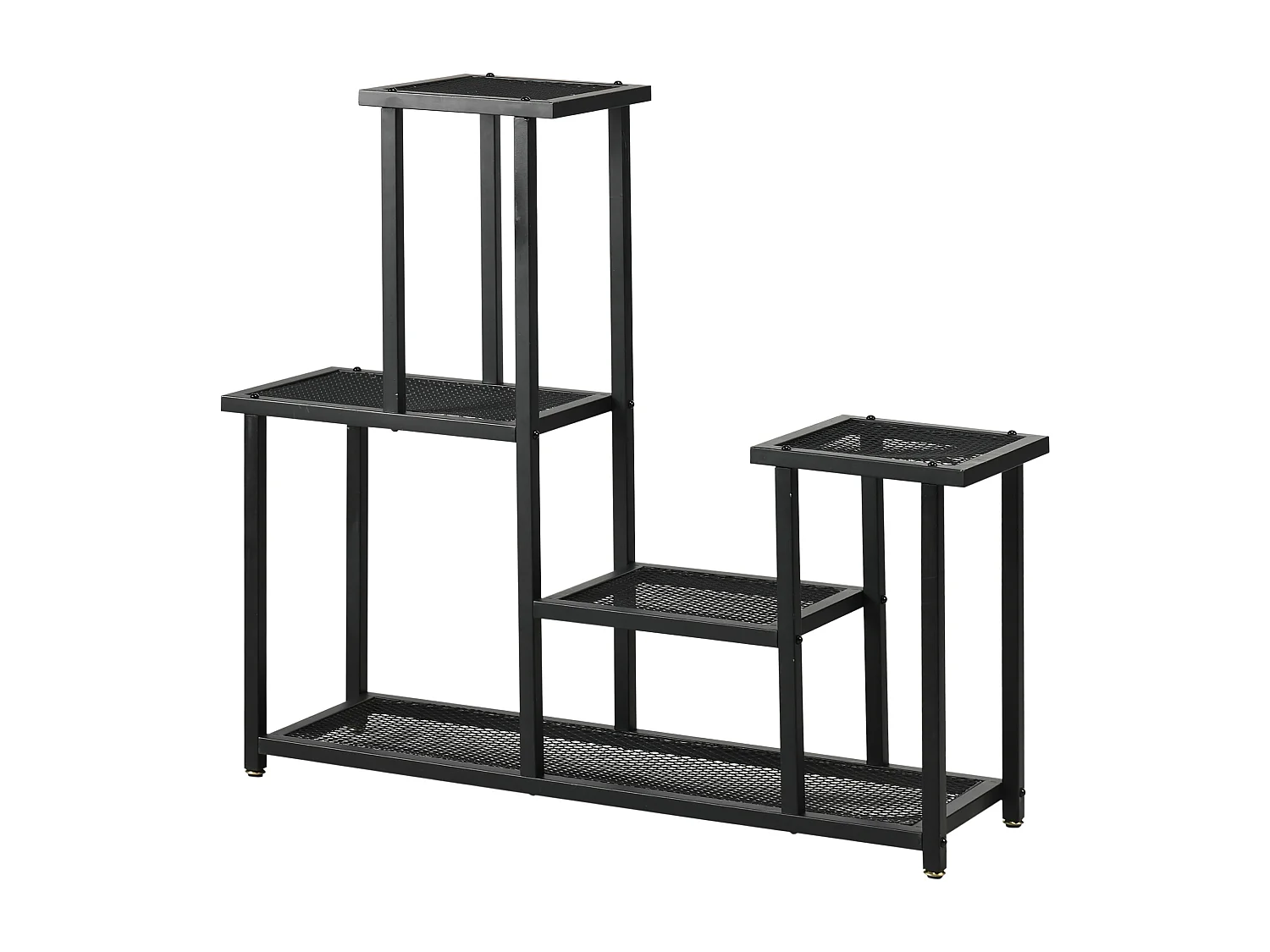 Support plantes 4 niveaux 5 étagères petites mailles métal noir