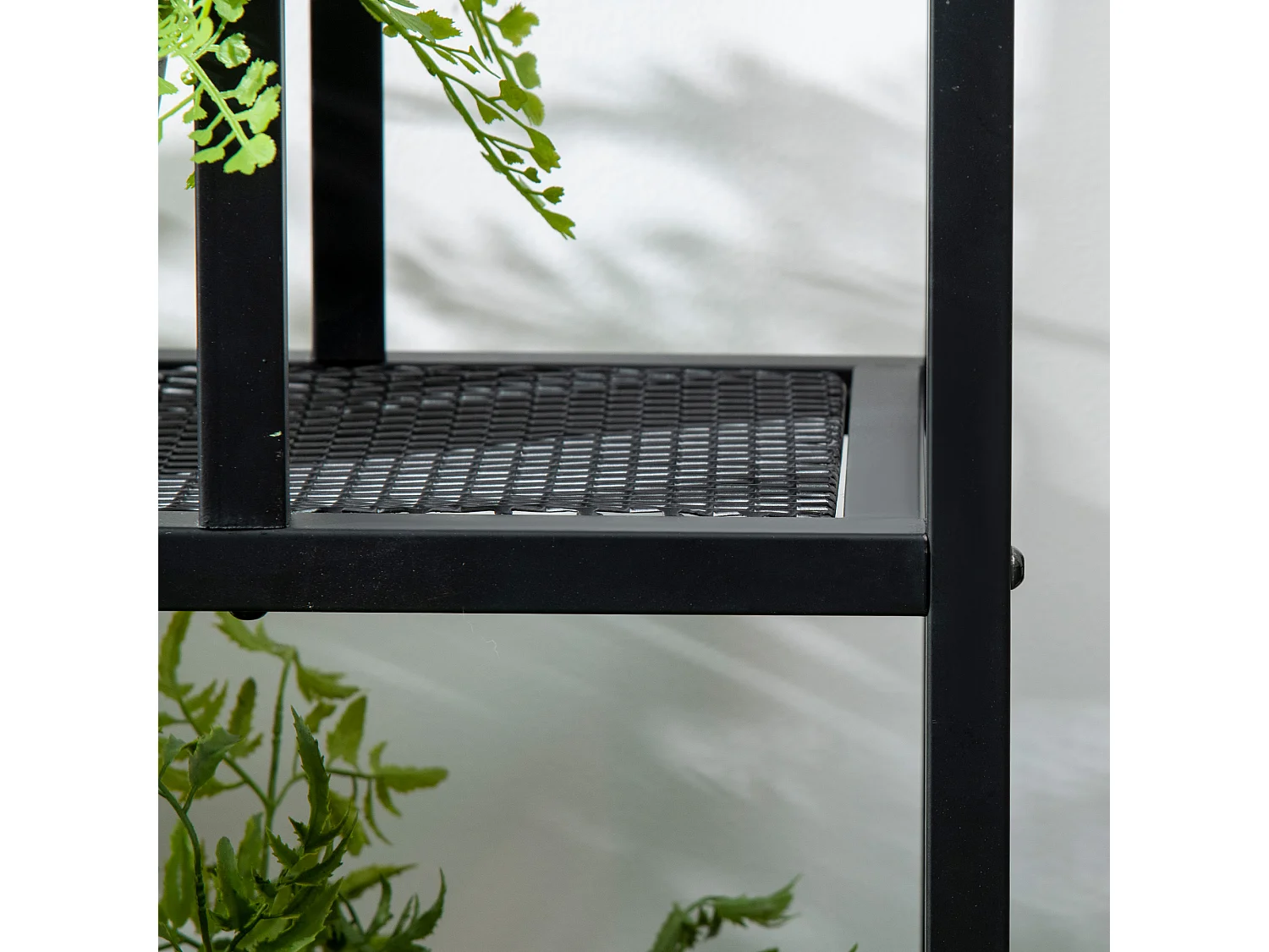 Support plantes 4 niveaux 5 étagères petites mailles métal noir