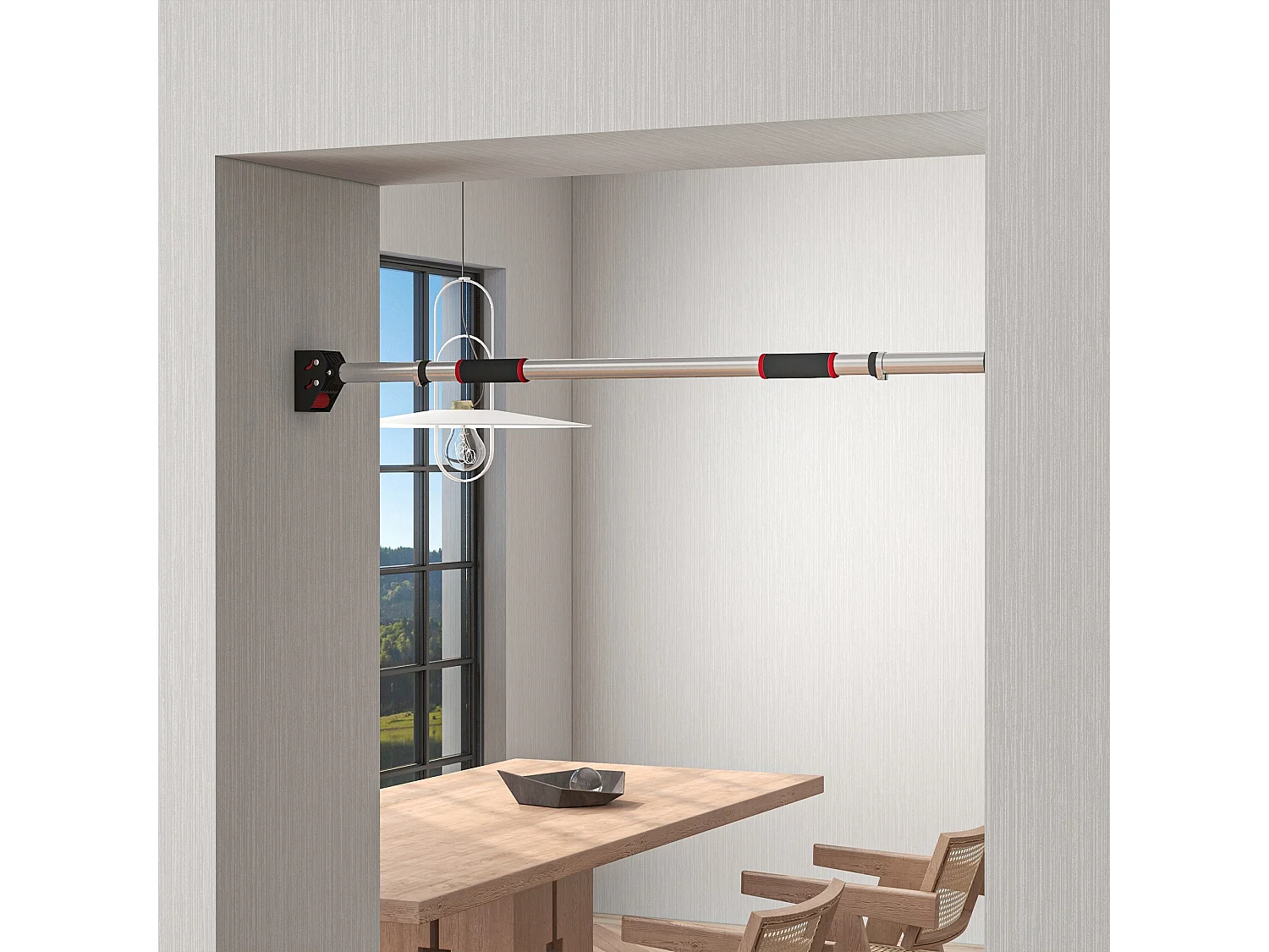 Barre de traction - barre de porte - pull up bar - barre d'étirement musculation pour cadres de porte sans vis - longueur ajustable (92-124cm)