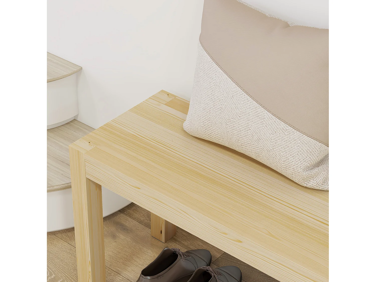 Banc bois intérieur 3 places pin naturel verni dim. 120 x 33 x 45 cm charge max. 240 Kg