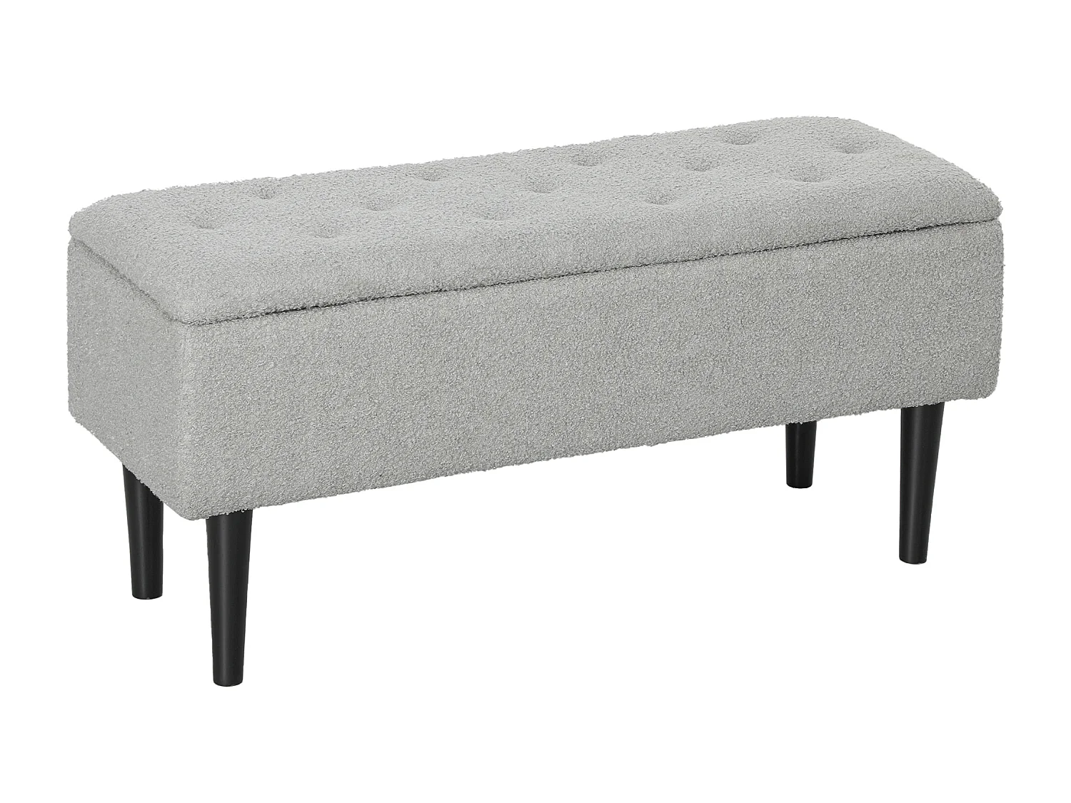 Banc coffre de rangement surface effet cachemire pieds bois gris
