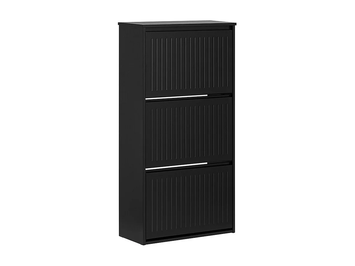 SoBuy Meuble d'Entrée Rangement Chaussures avec 3 Abattants Noirs