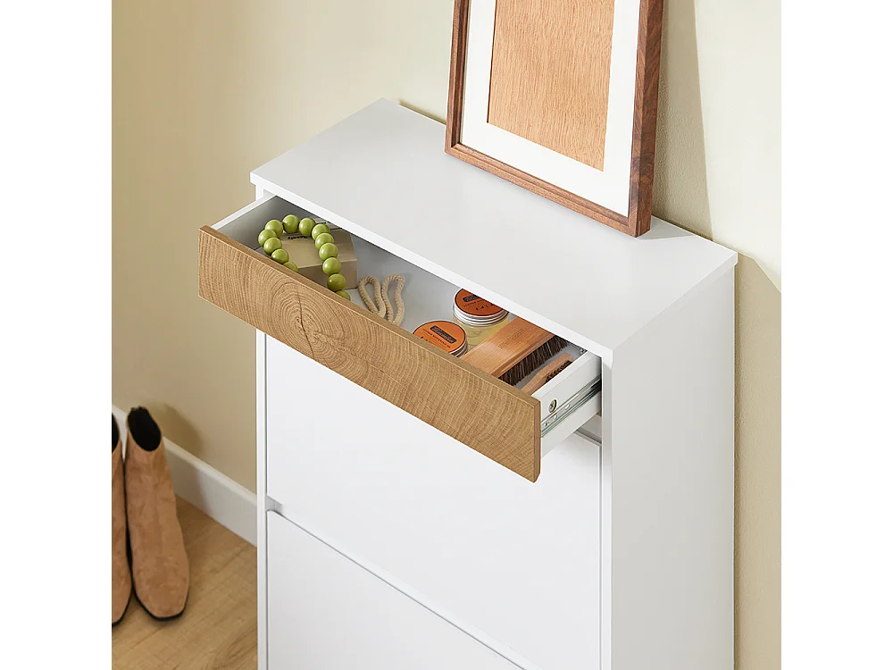 SoBuy Meuble à chaussures 2 portes Blanc 61x26x91cm Fonctionnel FSR205-NW