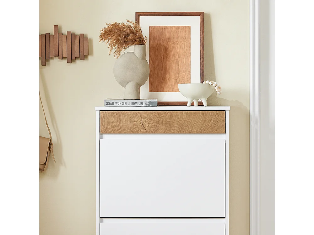 SoBuy Meuble à chaussures 2 portes Blanc 61x26x91cm Fonctionnel FSR205-NW