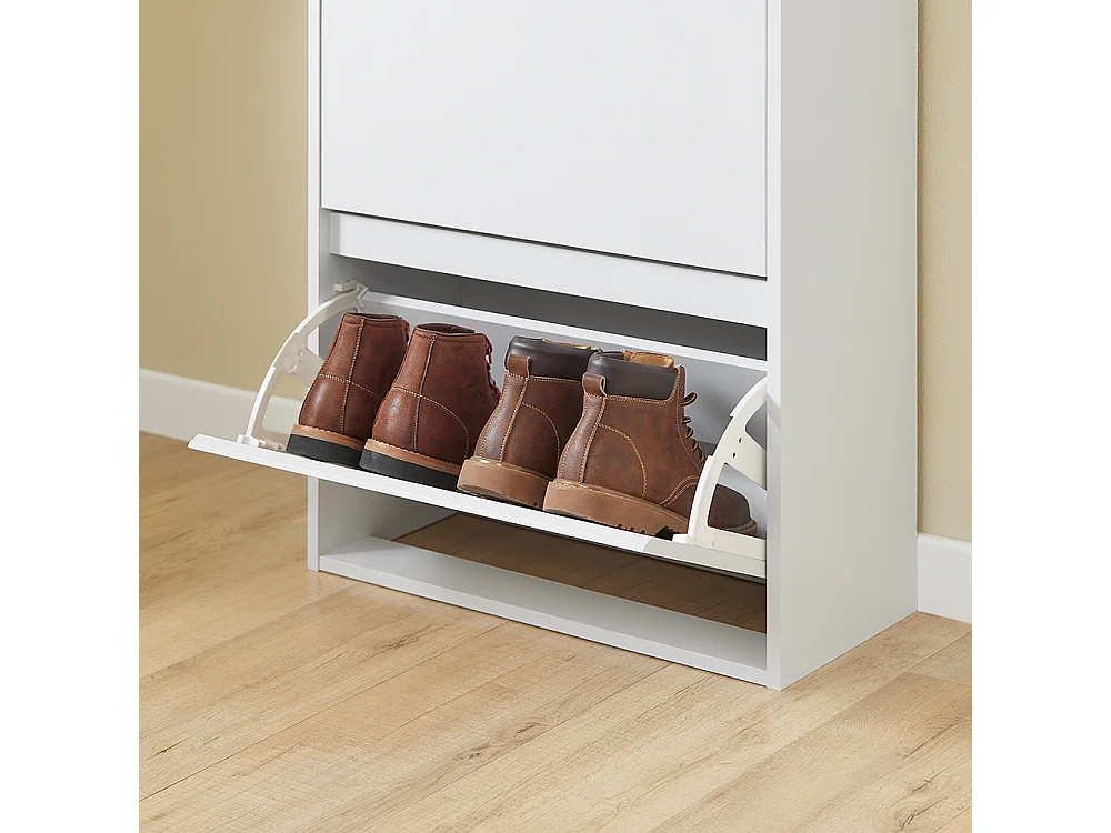 SoBuy Meuble à chaussures à deux portes Blanc 61x26x91cm Fonctionnel FSR205-NW