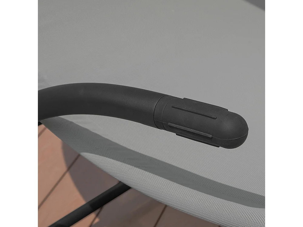 SoBuy Zonnelounger 2-Persoons Met Luifel en Zwemwielen Max 300kg Grijs