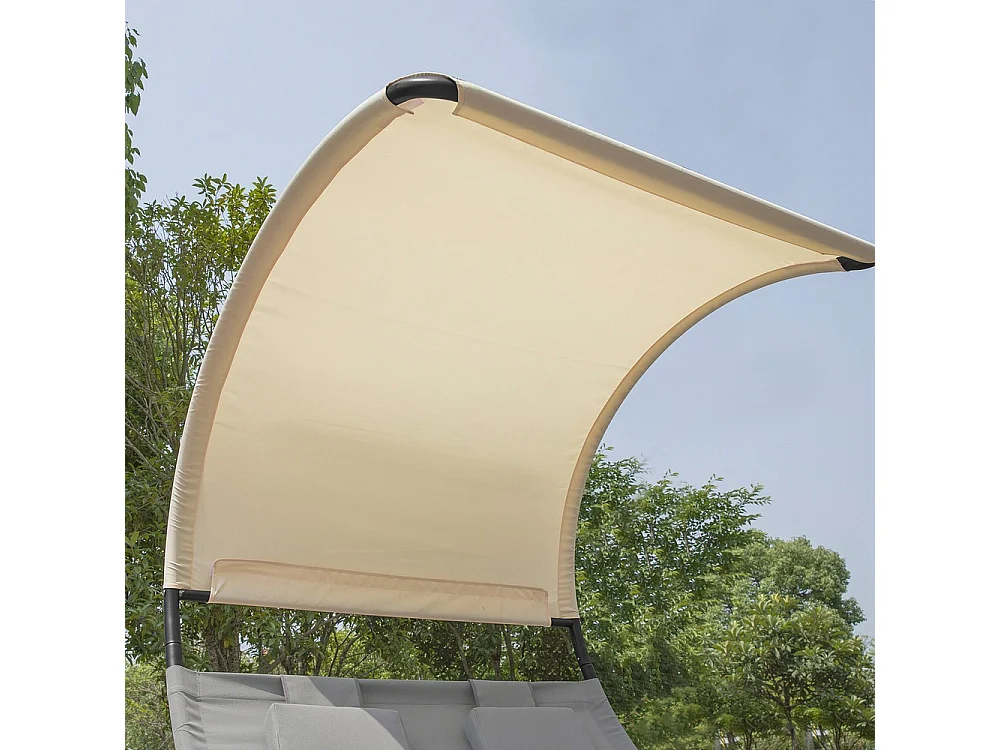 SoBuy Sdraio da Giardino 2 Posti con Cuscini Grigi 140x184x180 cm