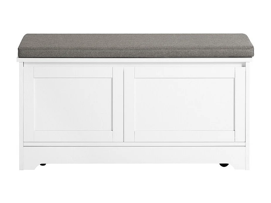 SoBuy Litière pour Chat avec Banc à Chaussures, 2 Portes, 3 Bols et Coussin, Blanc